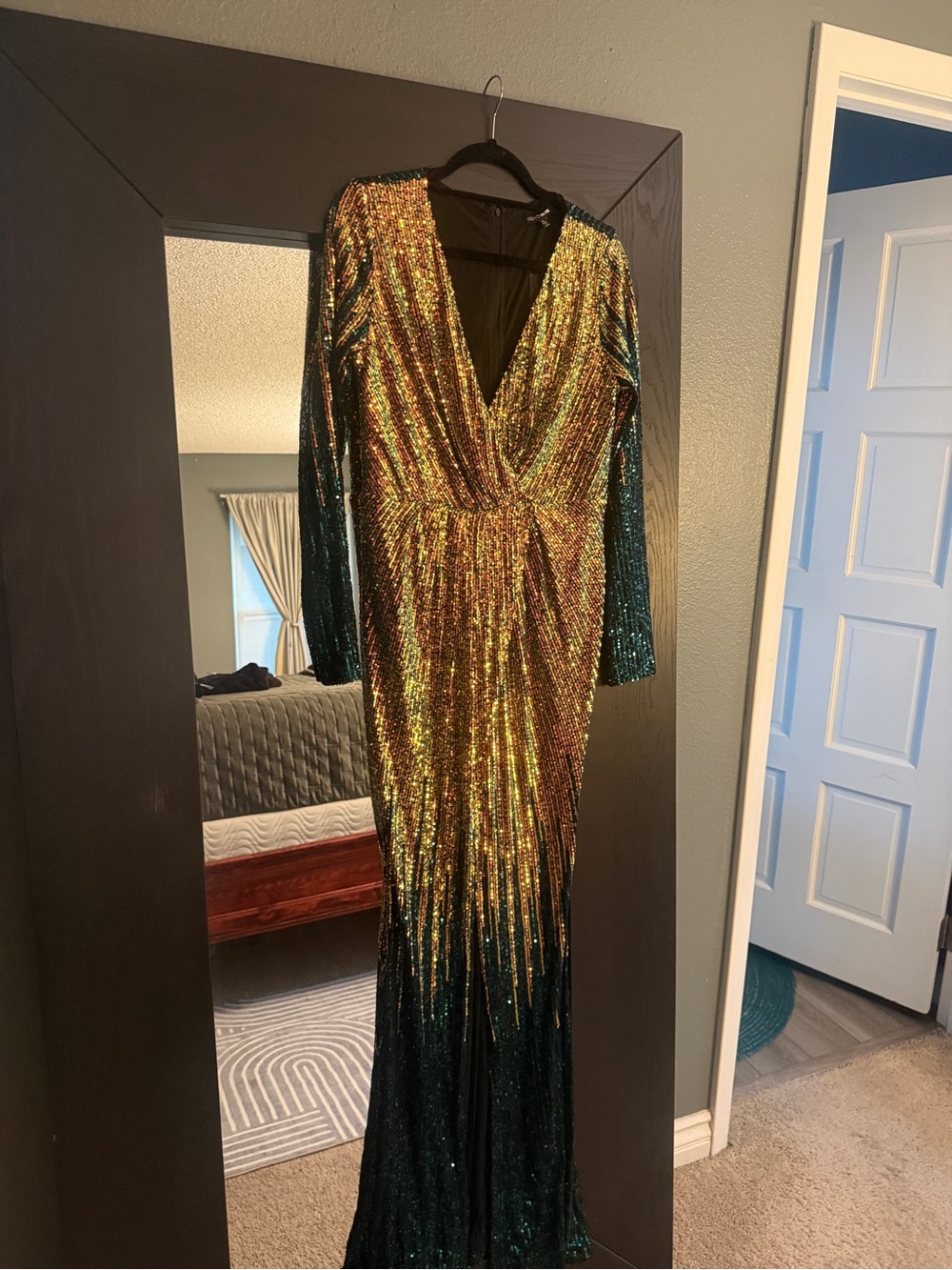 Fashion Nova Gold Sequin Maxi Gown